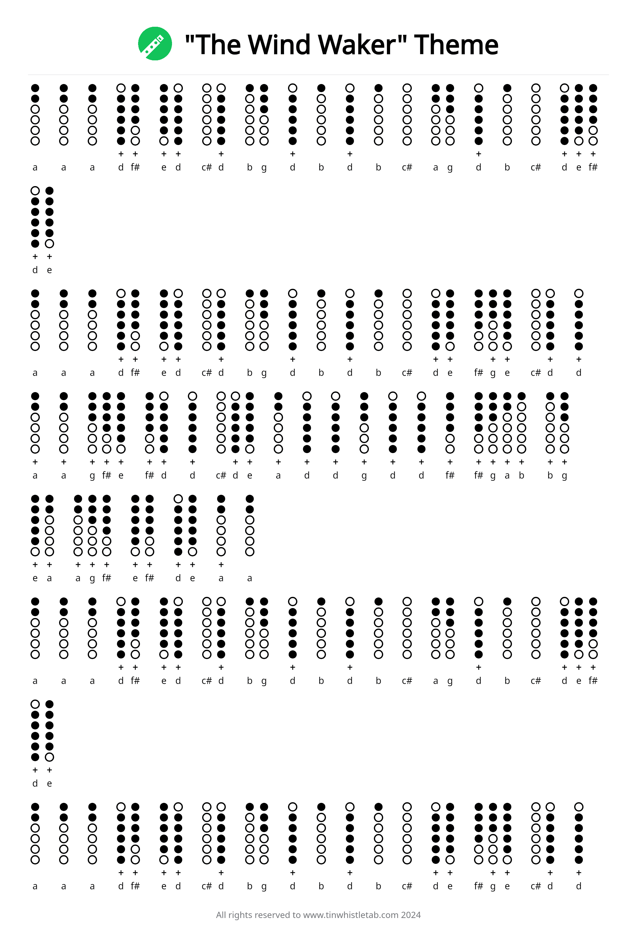 Tin-Whistle-Tabs zu "The Wind Waker" Theme